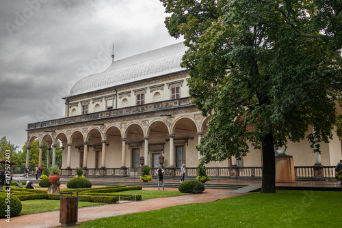 View of the 16th century Queen Anne's Summer Palace or Belvedere in Prague Royal Gardens public park. High quality photo photo