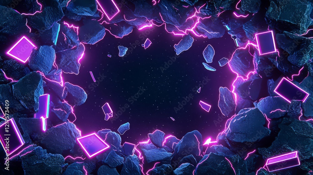 Naklejka premium Vibrant digital artwork with glowing edges.