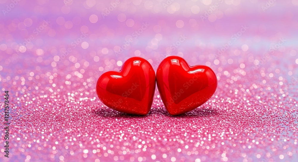 Obraz premium Valentine's Day Glitter Hearts Shiny Background