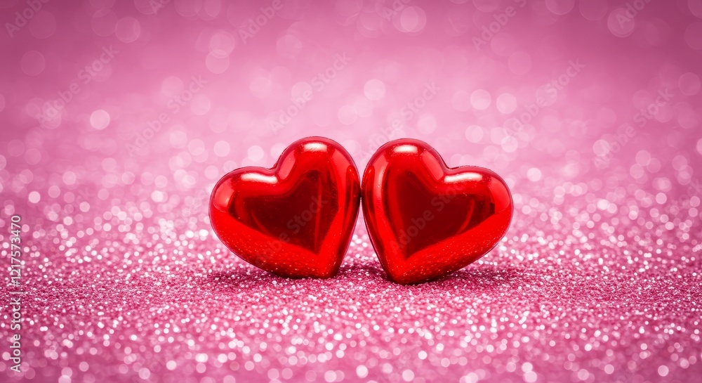 Fototapeta premium Valentine's Day Glitter Hearts Shiny Background