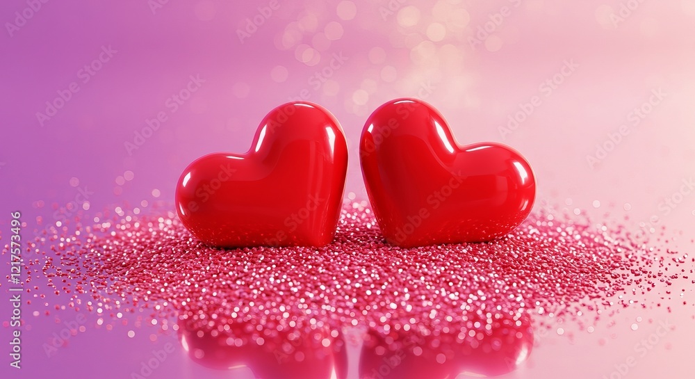 Obraz premium Valentine's Day Glitter Hearts Shiny Background