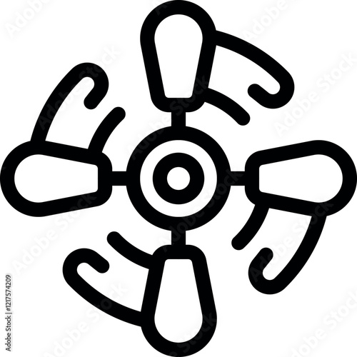 Quadcopter propellers spinning and creating wind currents during flight, ensuring stability and maneuverability