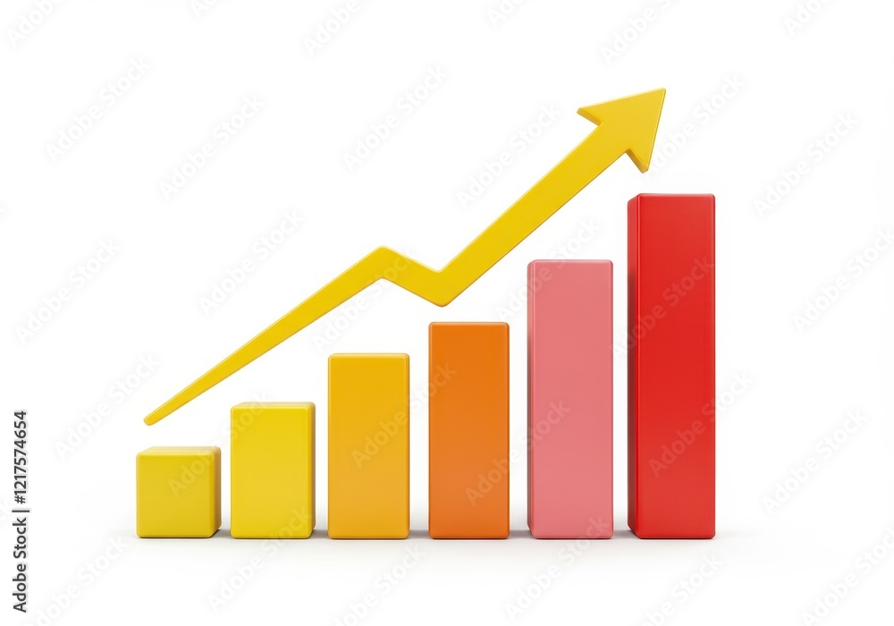 A 3D illustration of a bar graph symbolizing data or progress isolated on white background A 3D illustration of a bar graph symbolizing data or progress isolated on white background
