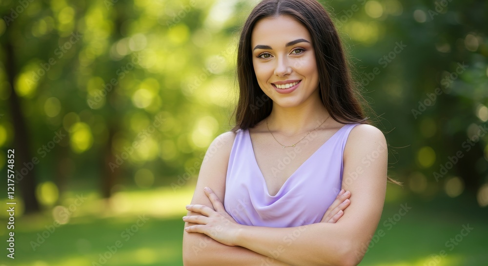 Smiling Woman with Crossed Arms Portrait of Beautiful Smiling Woman with Confident Crossed Arms Pose Smiling Woman with Crossed Arms Portrait of Beautiful Smiling Woman with Confident Crossed Arms Pose