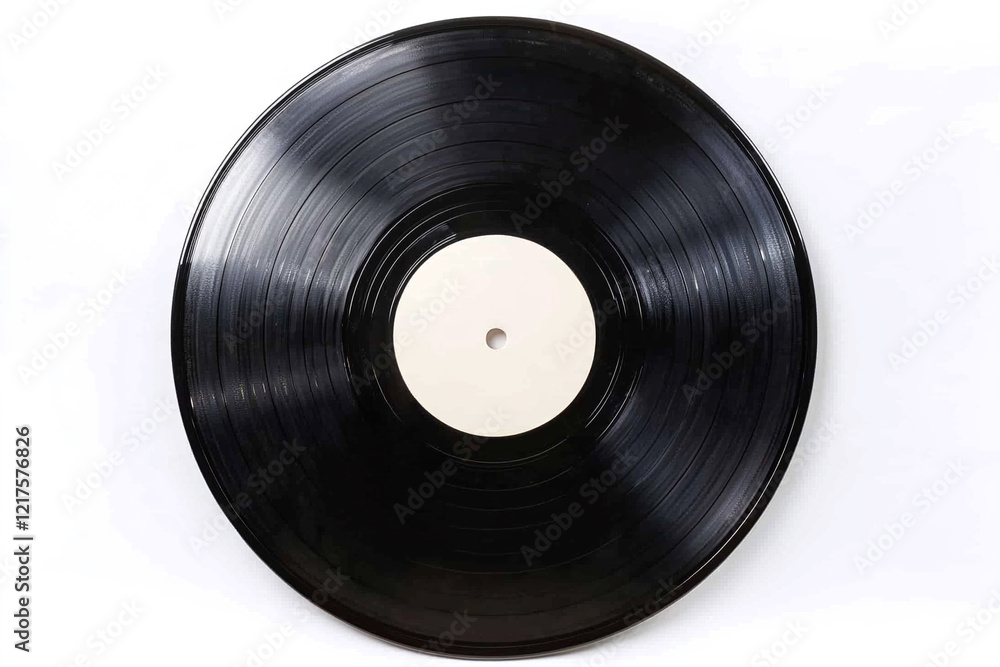 Black vinyl record with white empty space in the middle. White background Black vinyl record with white empty space in the middle. White background