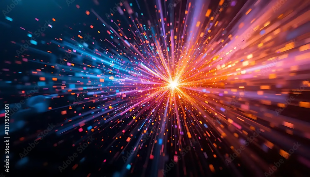 Abstract Colorful Light Rays Exploding From Center Abstract Colorful Light Rays Exploding From Center