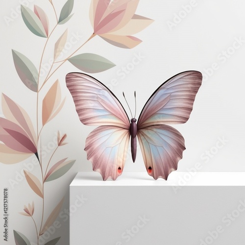 A delicate butterfly takes center stage.AI generated