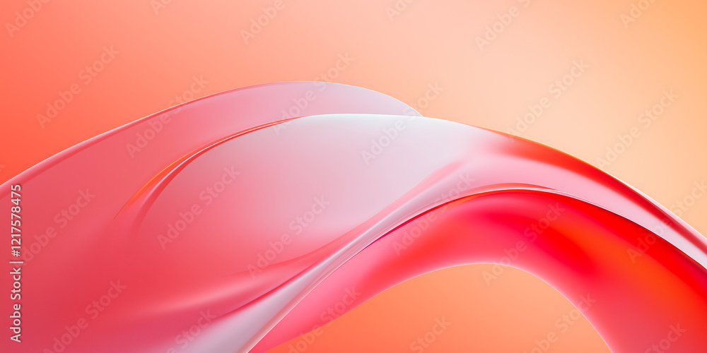 Naklejka premium abstract red background, smooth bright clean waves, flowing curve minimal backdrop, 3d render