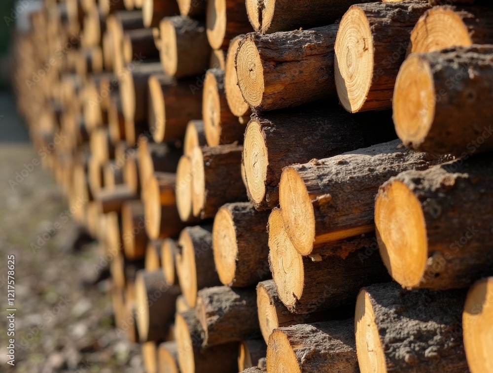 A close-up of neatly stacked firewood with rough bark and cut edges, illuminated by warm sunlight, creating a rustic and earthy outdoor atmosphere. A close-up of neatly stacked firewood with rough bark and cut edges, illuminated by warm sunlight, creating a rustic and earthy outdoor atmosphere.