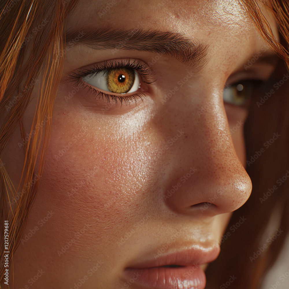 Fototapeta premium Nahaufnahme eines Frauengesichts, Fokus auf die Augen, ausdrucksstark, emotional, detailliert