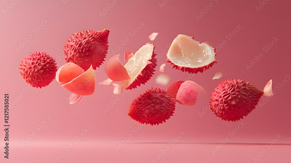 Falling Lychee slice, Cutout. Falling Lychee slice, Cutout.