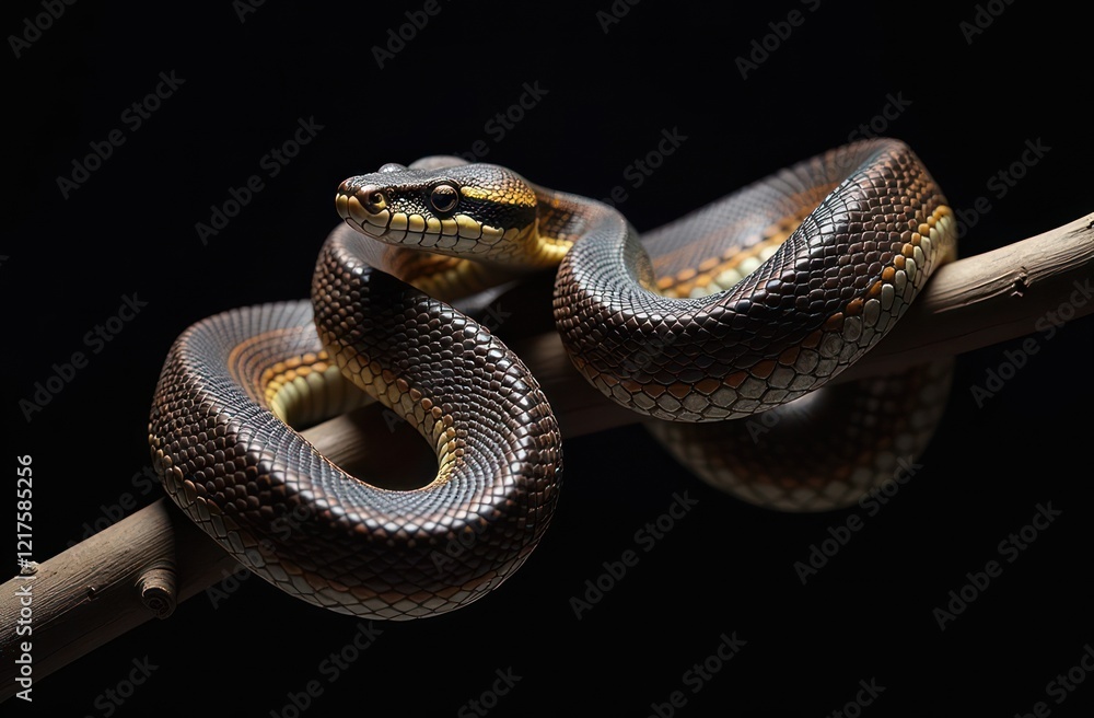 Obraz premium alert green tree python coiled around branch