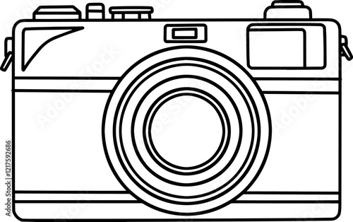 classic camera line vector illustration isolated on white background