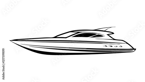 Stylized line art illustration of a luxury yacht showcasing a sleek design for nautical themes