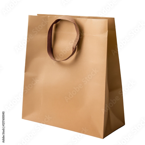 A simple brown paper gift bag on a transparent background showcasing elegant design and utility for various occasions, brown paper gift bag transparent background photo