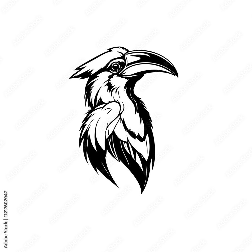Obraz premium Great Hornbill Bird Vector Logo Design