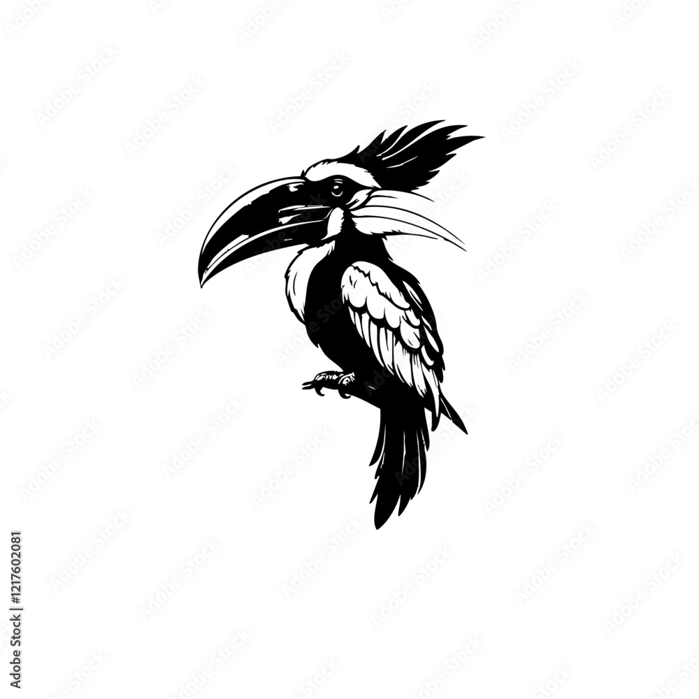 Obraz premium Great Hornbill Bird Vector Logo Design