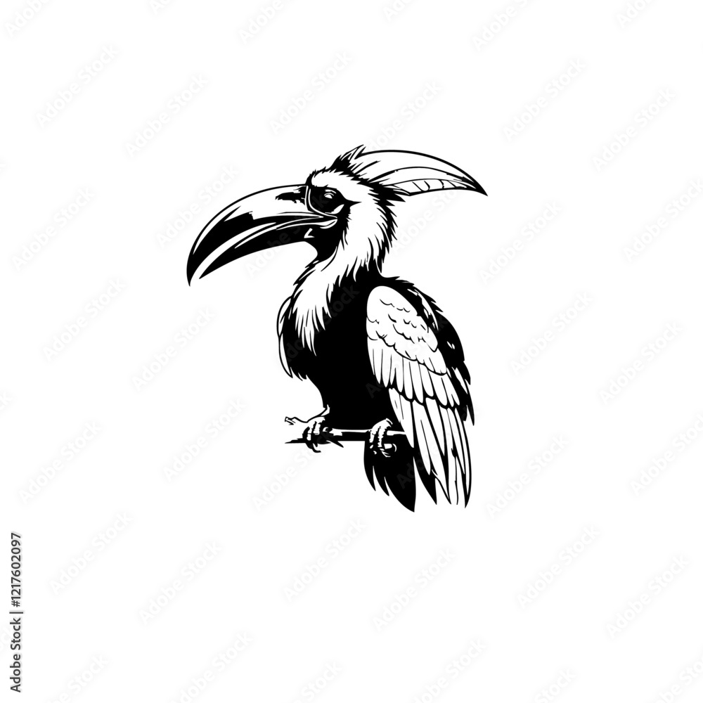 Obraz premium Great Hornbill Bird Vector Logo Design