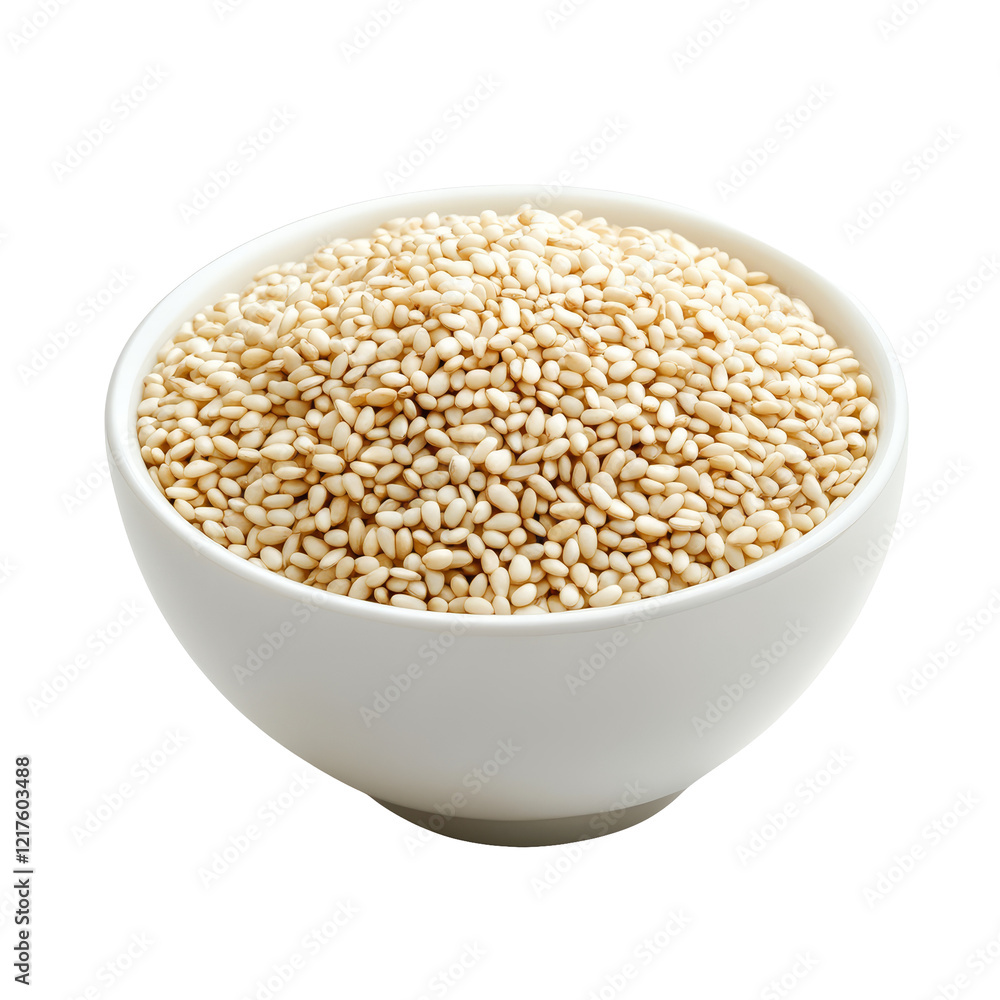 Fresh transparent sesame seeds in a bowl on a clean transparent background for culinary and health uses, transparent sesame in a bowl on transparent background Fresh transparent sesame seeds in a bowl on a clean transparent background for culinary and health uses, transparent sesame in a bowl on transparent background