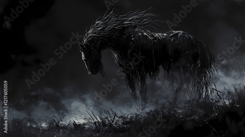 A completely black image; devoid of any color, texture, or detail. pure, unadulterated darkness. Midnight Plains. Illustration