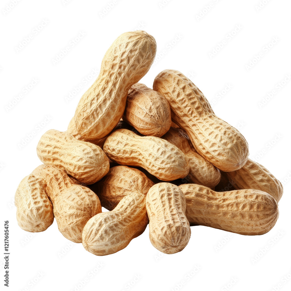 Natural raw peanuts piled together on a plain transparent background for culinary and snack presentations, Peanuts isolated on transparent background Natural raw peanuts piled together on a plain transparent background for culinary and snack presentations, Peanuts isolated on transparent background