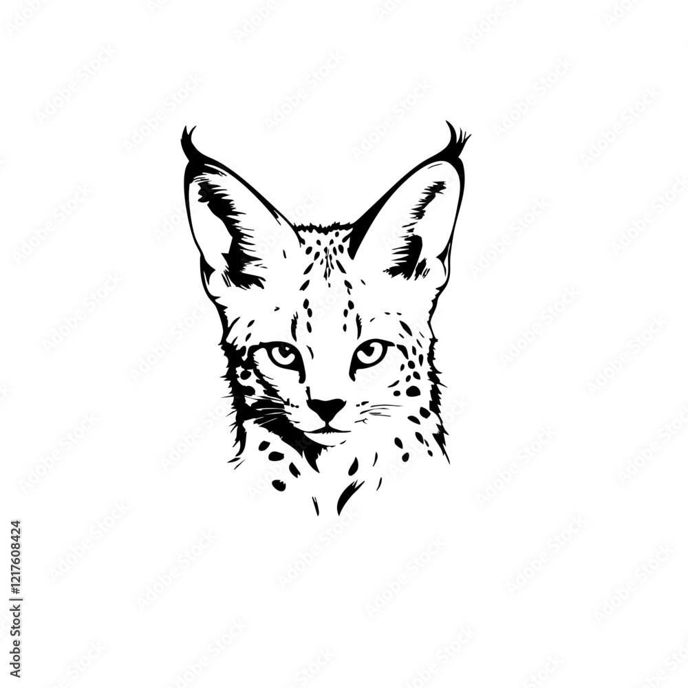 Fototapeta premium Serval Cat Vector Logo Design