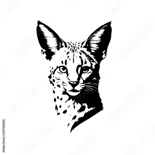 Serval Cat Vector Logo Design