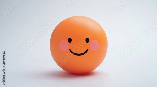 Wallpaper Mural Smiling orange ball with facial features on a plain white background with Copy Space for text placement Torontodigital.ca