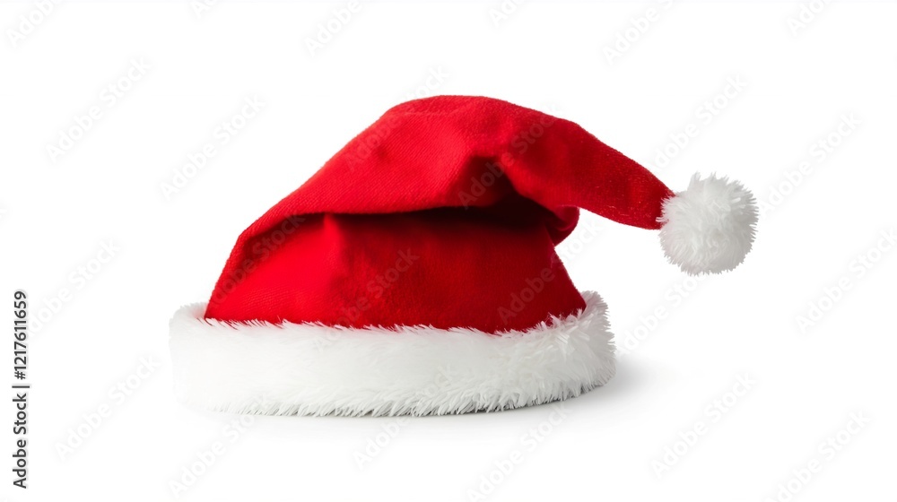 Classic Red Christmas Santa Hat with White Fur Trim and Pom-Pom Classic Red Christmas Santa Hat with White Fur Trim and Pom-Pom