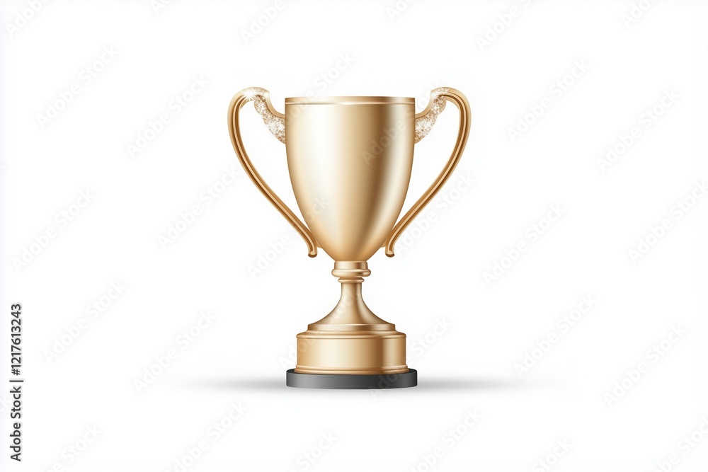 Golden trophy illustration on a white background, representing achievement and victory. Sports and competition concepts Golden trophy illustration on a white background, representing achievement and victory. Sports and competition concepts