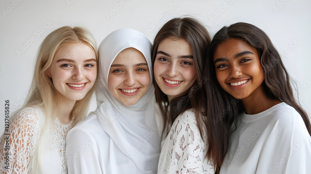 Group of women of different ethnicities smiling,women's day Group of women of different ethnicities smiling,women's day