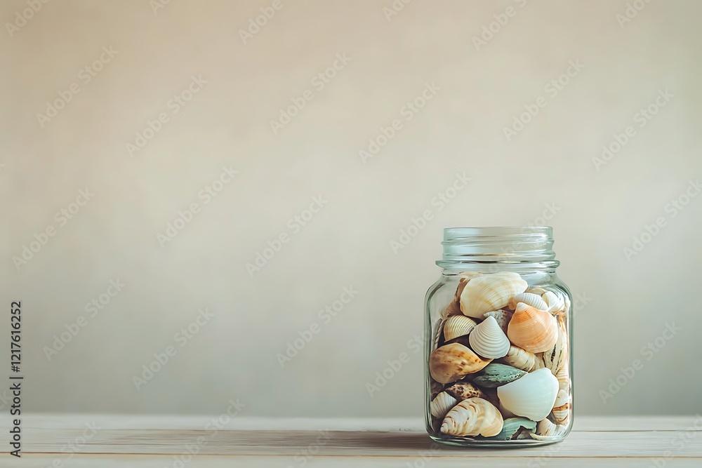 Seashells in a Glass Jar - Coastal Decor Seashells in a Glass Jar - Coastal Decor