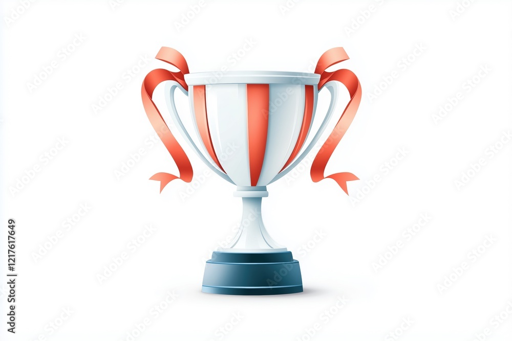 Classic trophy with red ribbons on a white background. victory and achievement clipart for competitive or motivational projects. Classic trophy with red ribbons on a white background. victory and achievement clipart for competitive or motivational projects.