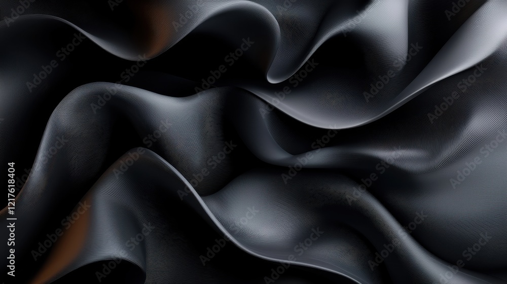 Obraz premium Dynamic layering textures of minimalistic black fabric abstract close-up photographic art studio environment artistic viewpoint