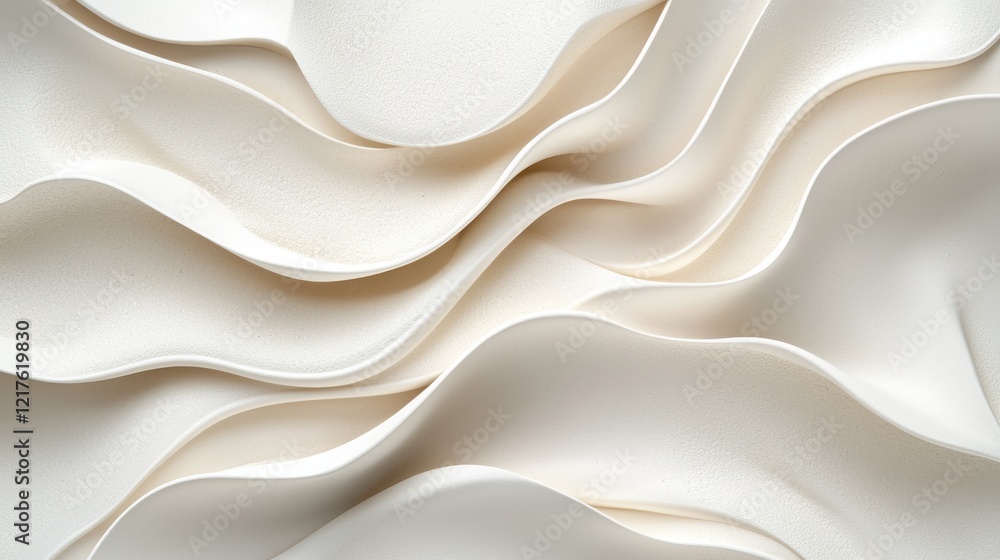 Obraz premium Elegant minimalistic layers of white textures abstract art digital design calm environment top-down view harmonious gradients