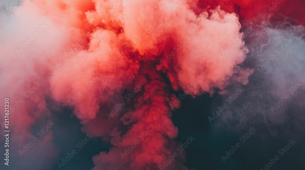Colorful smoke explosion with red and pink hues on a dark background, creating a dramatic visual effect with ample copy space. Colorful smoke explosion with red and pink hues on a dark background, creating a dramatic visual effect with ample copy space.