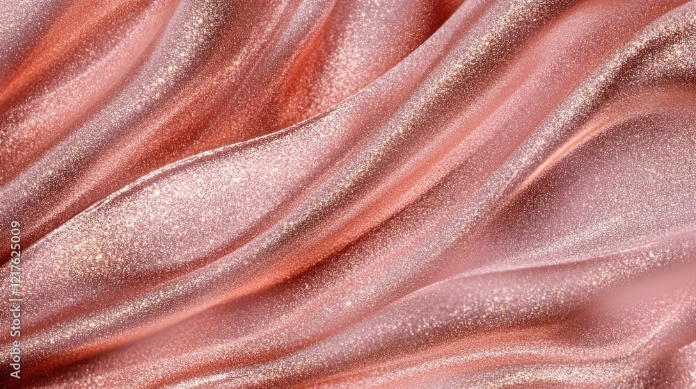 Textured silky fabric with shimmering rose gold hues and soft folds ideal for backgrounds or textile designs with Copy Space. Textured silky fabric with shimmering rose gold hues and soft folds ideal for backgrounds or textile designs with Copy Space.