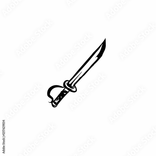 Medieval sword hand drawn vector illustration isolated on white background