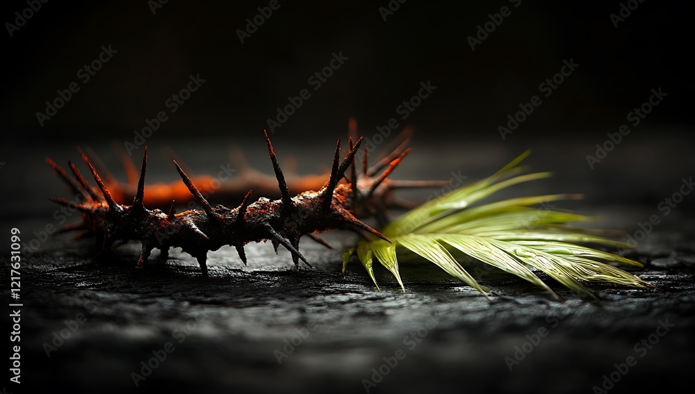 Obraz premium Sharp Thorns Adorning a Branch in Nature