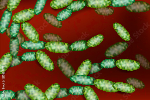 Scientific Illustration of Haemophilus Influenzae Under the Microscope. Detailed Haemophilus Influenzae Bacteria Visualization
