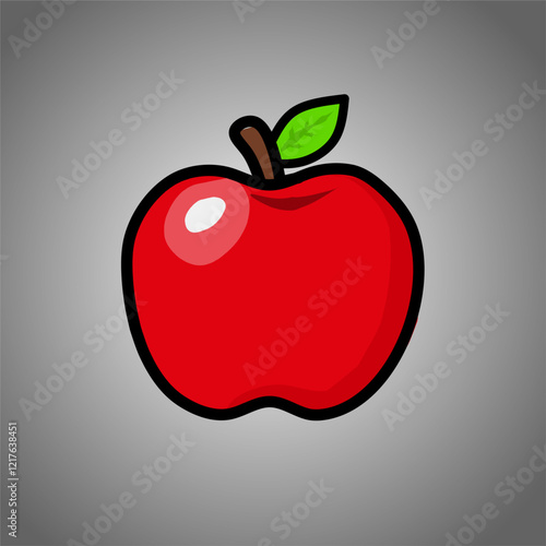 Red Apple Vector Illustration with Gradient Background