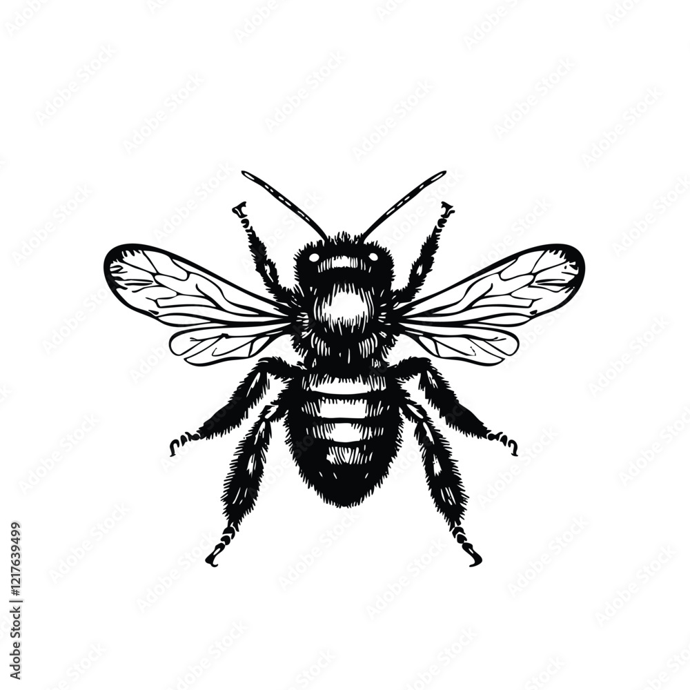 Fototapeta premium Hand-Drawn Bee Icon - Allergen and Pollinator Illustration