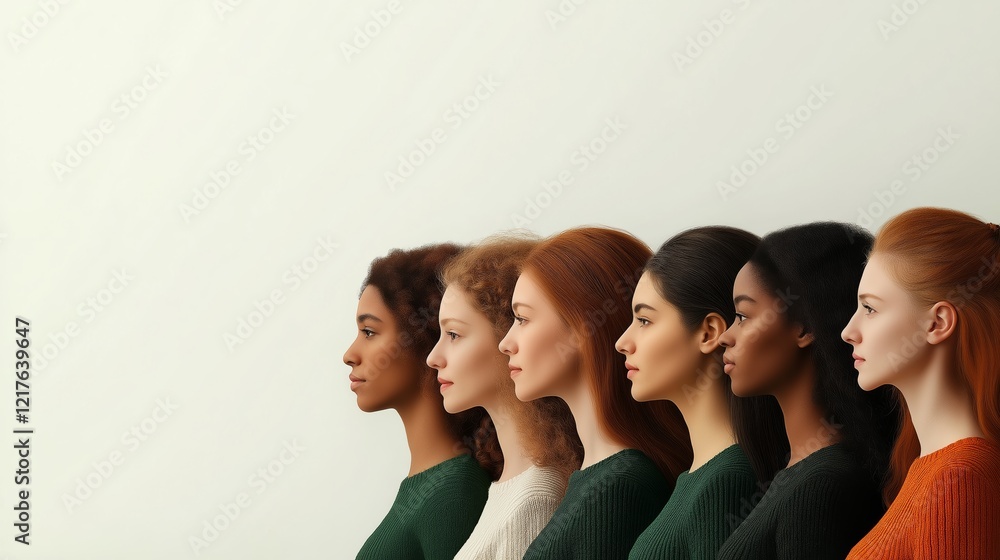 A minimalistic scene featuring women of diverse ethnic backgrounds in profile, celebrating unity and cultural diversity with gentle lighting A minimalistic scene featuring women of diverse ethnic backgrounds in profile, celebrating unity and cultural diversity with gentle lighting