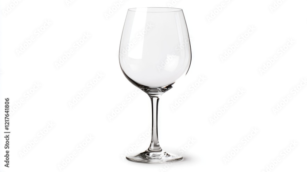 Empty wine glass on a white background with copy space for text and design elements Empty wine glass on a white background with copy space for text and design elements