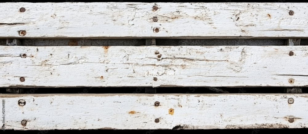 Fototapeta premium Weathered white wooden planks background with rustic texture and imperfections ideal for use as a backdrop or surface Copy Space