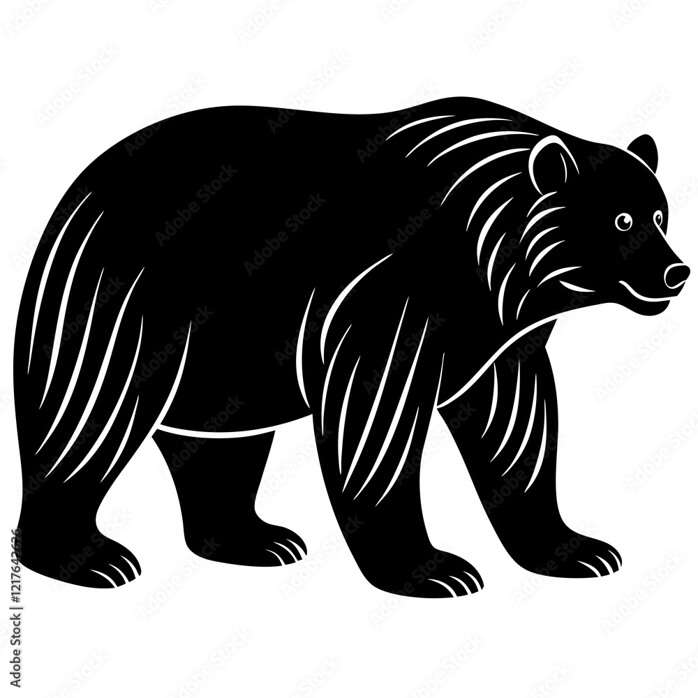 Fototapeta premium bear black silhouette vector, Simple silhouette Design vector icon with white background. Wild Animal Vector.