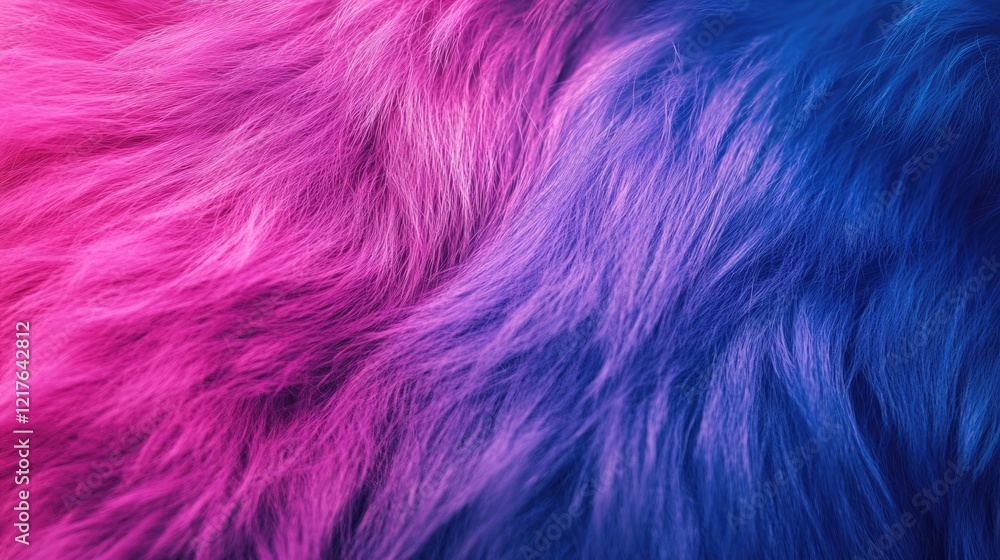 Colorful gradient fur texture in pink and blue shades with soft, fluffy appearance and Copy Space for text placement Colorful gradient fur texture in pink and blue shades with soft, fluffy appearance and Copy Space for text placement