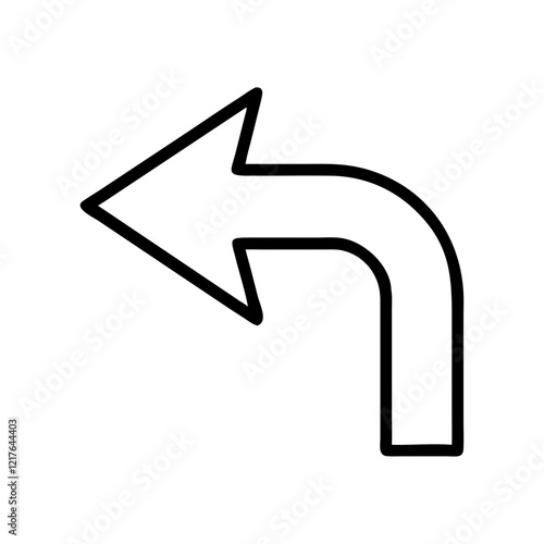 Curved arrow icon pointing left on white background