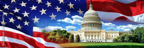 Wallpaper Mural United States Flag Merged with the Capitol Building as a Symbol for Upcoming Elections 
 Torontodigital.ca
