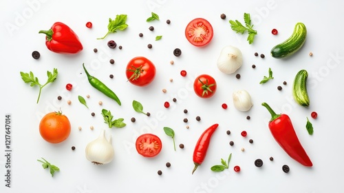 Wallpaper Mural Vibrant Assortment of Fresh Vegetables and Herbs Arranged on a Clean White Background for Culinary Inspiration and Healthy Eating Torontodigital.ca